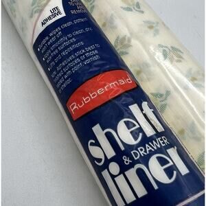 2 Vtg Rubbermaid Self Adhesive Shelf Liner Contact Paper Blue Green Flowers 80s